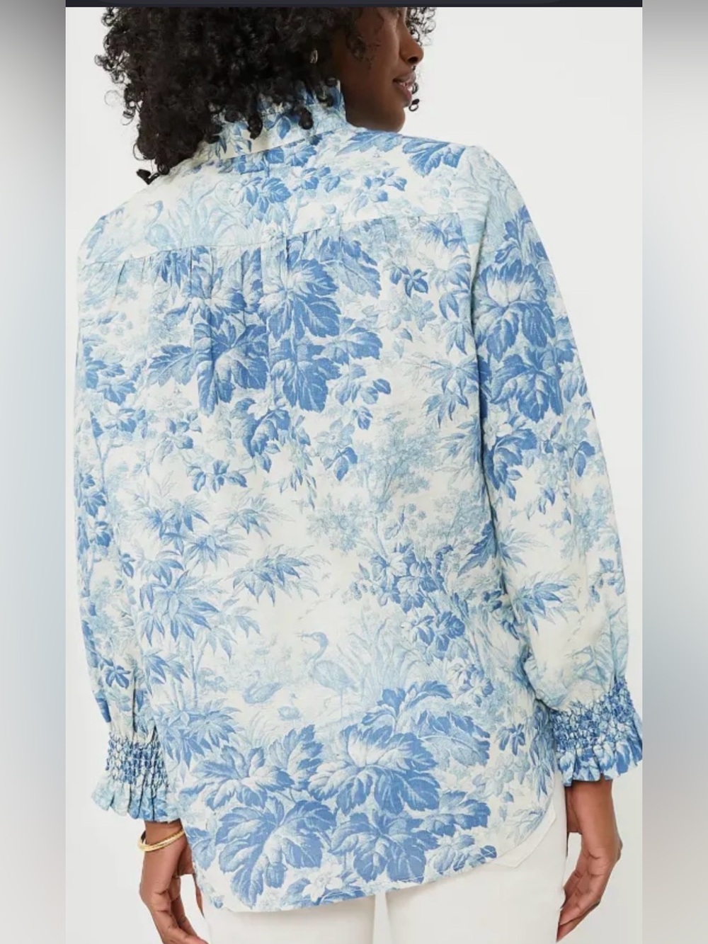 Hyacinth House Tuckernuck Misty Blue Toile Tegan Popover.  Sz Small - Picture 2 of 15